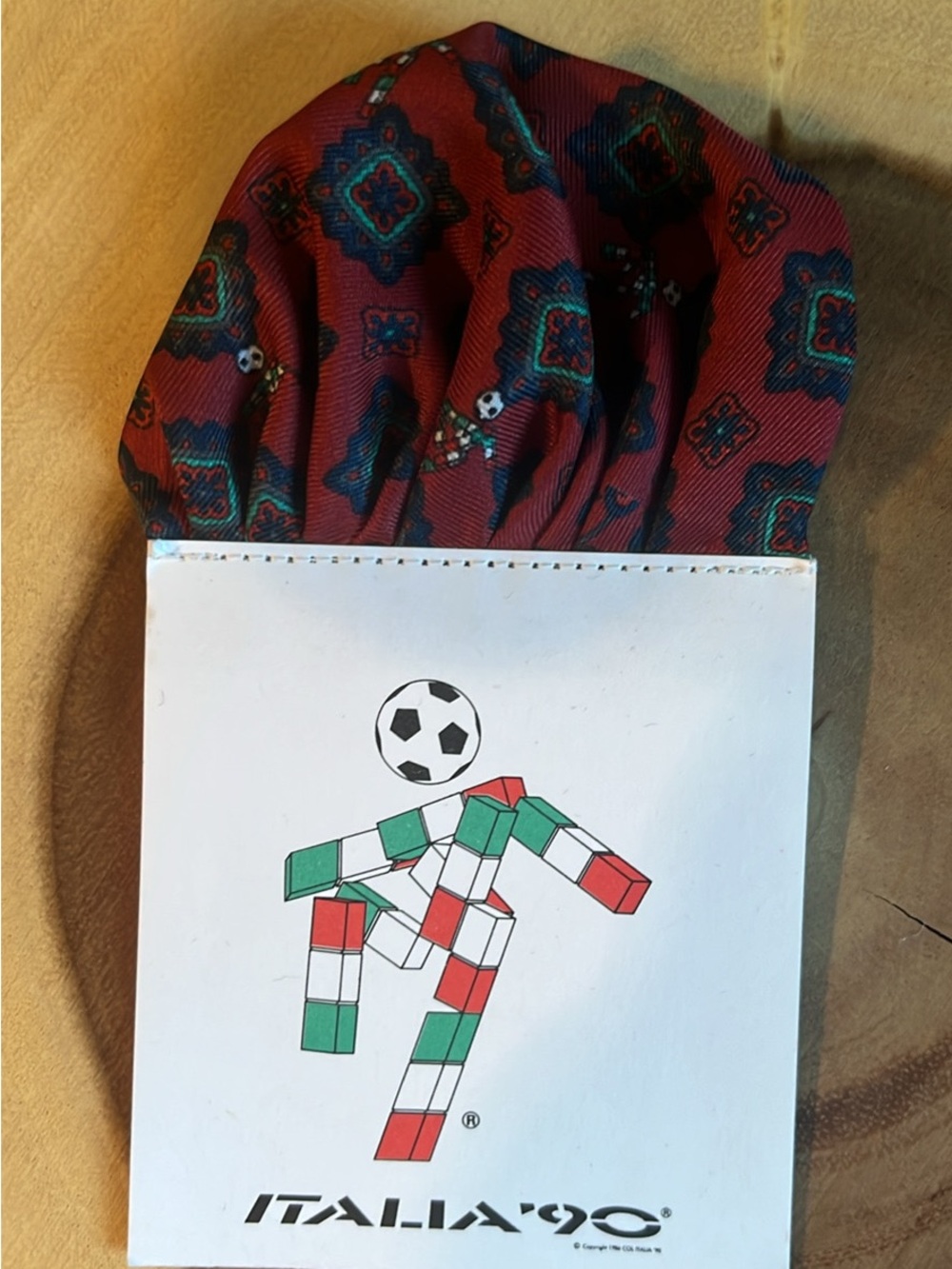 Italia '90 Kids Scrunchie - Burgundy Patterned